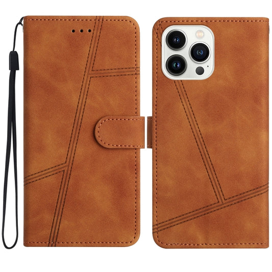 For iPhone 16 Pro Max Skin-feel Stitching Leather Phone Case(Brown) - iPhone 16 Pro Max Cases by buy2fix | Online Shopping UK | buy2fix