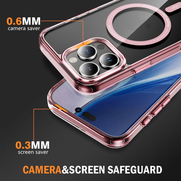 For iPhone 16 Pro Max Airbag Magsafe PC Hybrid TPU Phone Case(Clear Pink) - iPhone 16 Pro Max Cases by buy2fix | Online Shopping UK | buy2fix