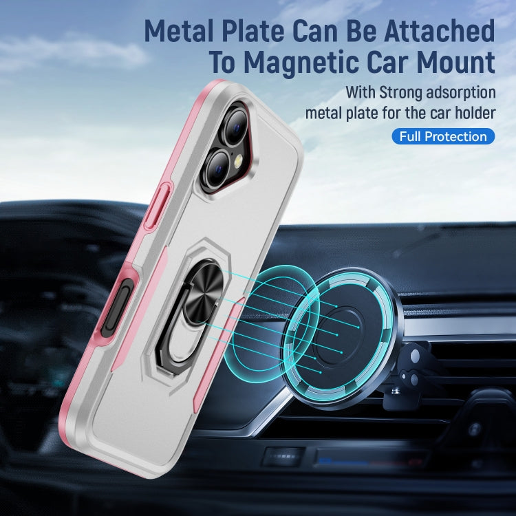 For iPhone 16 Plus Pioneer Armor Heavy Duty PC + TPU Phone Case with Holder(White+Pink) - iPhone 16 Plus Cases by buy2fix | Online Shopping UK | buy2fix