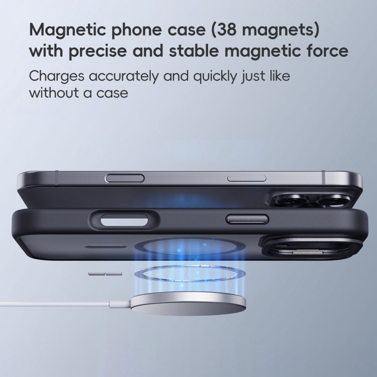 For iPhone 16 Frosted Lens Holder MagSafe Magnetic Phone Case(Grey) - iPhone 16 Cases by buy2fix | Online Shopping UK | buy2fix