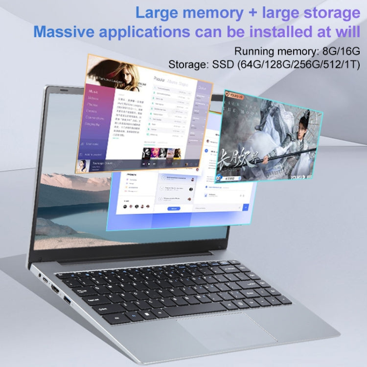 14 inch Windows 11 Laptop, 16GB+256GB, Gen 4th Intel Core i7 CPU, 180 Degree Rotation Axis(Silver) - Others by buy2fix | Online Shopping UK | buy2fix