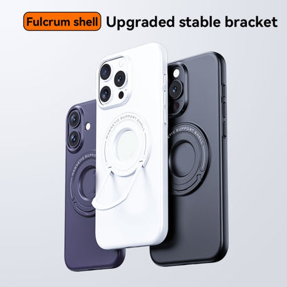 For iPhone 16 Pro Max Matte Magsafe Magnetic Phone Case with Trolley Holder(White) - iPhone 16 Pro Max Cases by buy2fix | Online Shopping UK | buy2fix