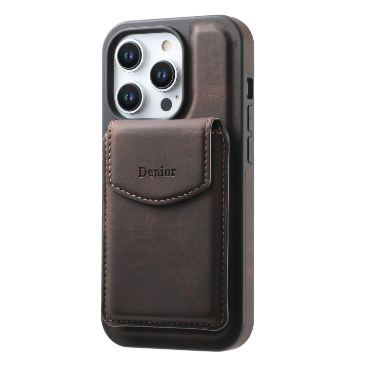 For iPhone 15 Pro Denior D19 Skin Feel MagSafe Detachable Card Slot Phone Case(Brown) - iPhone 15 Pro Cases by Denior | Online Shopping UK | buy2fix