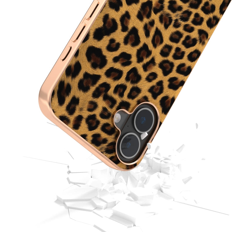 For iPhone 16 Nano Plating Leopard Print Phone Case(Brown) - iPhone 16 Cases by buy2fix | Online Shopping UK | buy2fix