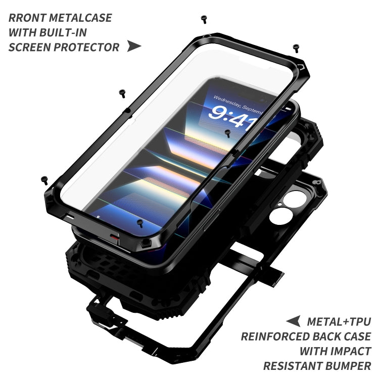 For iPhone 16 Plus R-JUST Life Waterproof Dustproof Shockproof Phone Case(Black) - iPhone 16 Plus Cases by R-JUST | Online Shopping UK | buy2fix