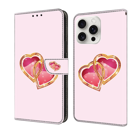 For iPhone 16 Pro Max Crystal Painted Leather Phone case(Love Peach) - iPhone 16 Pro Max Cases by buy2fix | Online Shopping UK | buy2fix