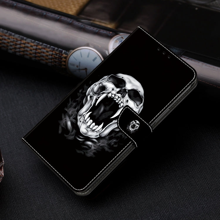 For iPhone 16 Crystal Painted Leather Phone case(Skull) - iPhone 16 Cases by buy2fix | Online Shopping UK | buy2fix