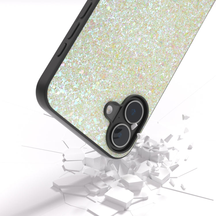 For iPhone 16 Black Frame Colorful Glitter Phone Case(Gold) - iPhone 16 Cases by buy2fix | Online Shopping UK | buy2fix