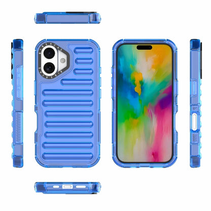 For iPhone 16 High Transparency TPU Hybrid PC Airbag Phone Case(Transparent Blue) - iPhone 16 Cases by buy2fix | Online Shopping UK | buy2fix