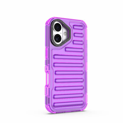 For iPhone 16 High Transparency TPU Hybrid PC Airbag Phone Case(Transparent Purple) - iPhone 16 Cases by buy2fix | Online Shopping UK | buy2fix