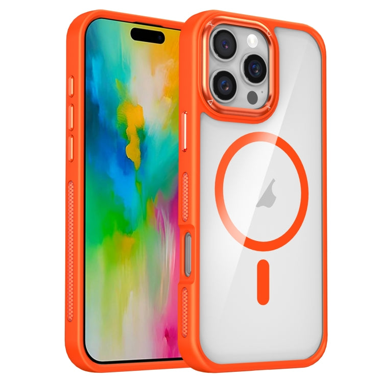 For iPhone 16 Pro Breathable Skin Feel Transparent MagSafe Magnetic Phone Case(Orange) - iPhone 16 Pro Cases by buy2fix | Online Shopping UK | buy2fix