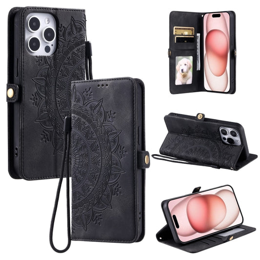 For iPhone 16 Pro Max Skin Feel Totem Embossed Leather Phone Case(Black) - iPhone 16 Pro Max Cases by buy2fix | Online Shopping UK | buy2fix