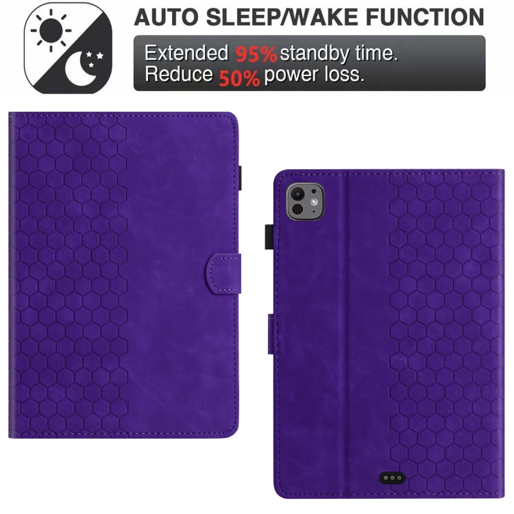 For iPad Pro 11 2024 / Air 10.9 2022 Honeycomb Embossed Leather Smart Tablet Case(Purple) - iPad Pro 11 2024 Cases by buy2fix | Online Shopping UK | buy2fix