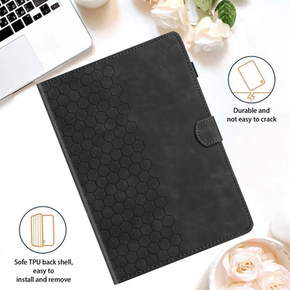 For Samsung Galaxy Tab A9+ Honeycomb Embossed Leather Smart Tablet Case(Black) - Galaxy Tab A9+ by buy2fix | Online Shopping UK | buy2fix