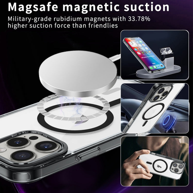 For iPhone 16 Pro Max Ice Color Magnetic Series Magsafe Magnetic PC Hybrid TPU Phone Case(Black) - iPhone 16 Pro Max Cases by buy2fix | Online Shopping UK | buy2fix