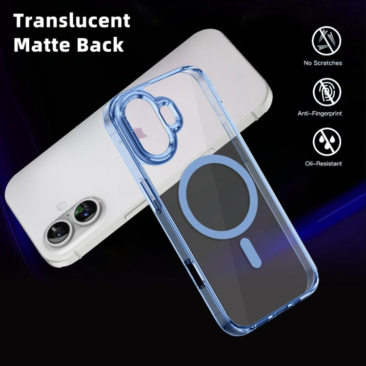 For iPhone 16 Ice Color Magnetic Series Magsafe Magnetic PC Hybrid TPU Phone Case(Far Peak Blue) - iPhone 16 Cases by buy2fix | Online Shopping UK | buy2fix