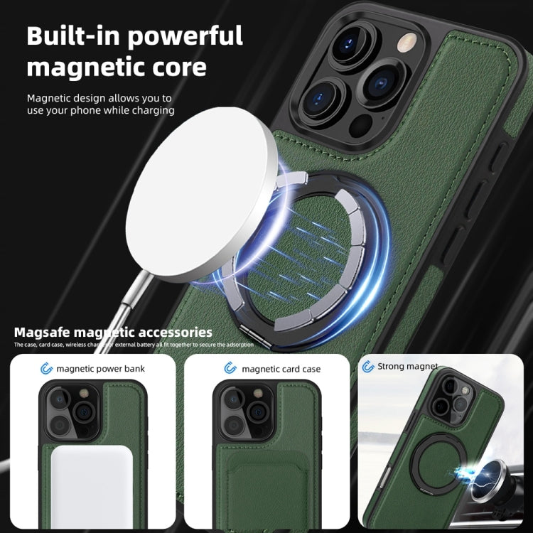 For iPhone 16 Pro Yashi 360 Degree Rotating MagSafe Holder Phone Case(Dark Green) - iPhone 16 Pro Cases by buy2fix | Online Shopping UK | buy2fix