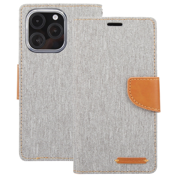 For iPhone 16 Pro Max GOOSPERY CANVAS DIARY Fabric Texture Flip Leather Phone Case(Grey) - iPhone 16 Pro Max Cases by GOOSPERY | Online Shopping UK | buy2fix