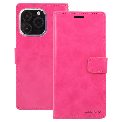 For iPhone 16 Pro Max GOOSPERY BLUE MOON Crazy Horse Texture Leather Phone Case(Rose Red) - iPhone 16 Pro Max Cases by GOOSPERY | Online Shopping UK | buy2fix