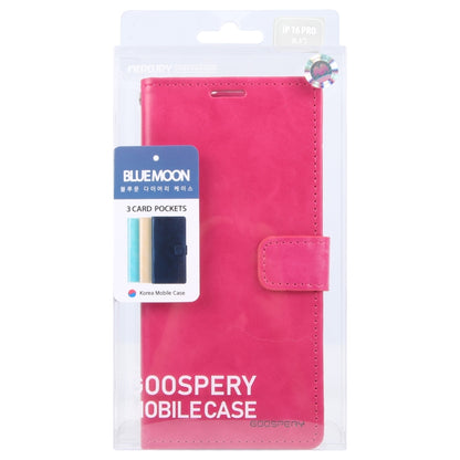 For iPhone 16 Pro Max GOOSPERY BLUE MOON Crazy Horse Texture Leather Phone Case(Rose Red) - iPhone 16 Pro Max Cases by GOOSPERY | Online Shopping UK | buy2fix