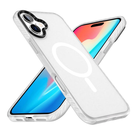 For iPhone 16 Plus Frosted Skin Feel MagSafe Transparent Phone Case(White) - iPhone 16 Plus Cases by buy2fix | Online Shopping UK | buy2fix