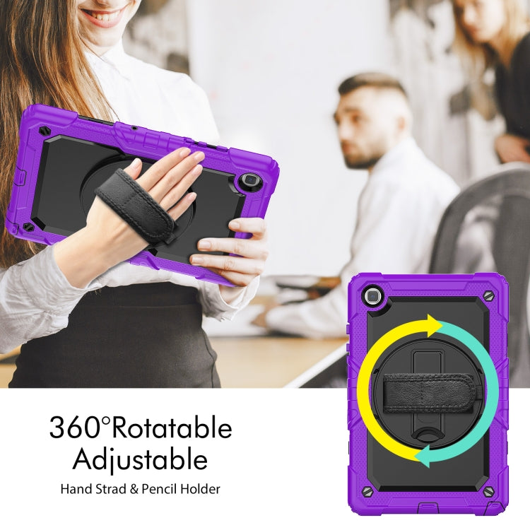 For Samsung Galaxy Tab A7 Lite T220 Silicone Hybrid PC Tablet Case with Shoulder Strap(Purple) - Tab A7 Lite T220 / T225 by buy2fix | Online Shopping UK | buy2fix