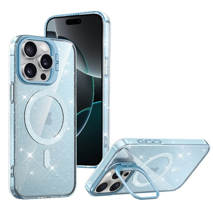 For iPhone 16 Pro Max Shiny Shield MagSafe Lens Holder Phone Case(Blue) - iPhone 16 Pro Max Cases by buy2fix | Online Shopping UK | buy2fix