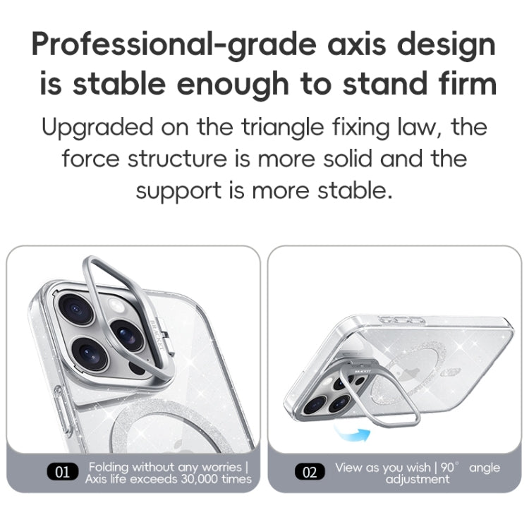 For iPhone 16 Shiny Shield MagSafe Lens Holder Phone Case(Silver) - iPhone 16 Cases by buy2fix | Online Shopping UK | buy2fix