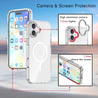 For iPhone 16 Plus Metal Buttons MagSafe Magnetic PC Hybrid TPU Phone Case(Transparent) - iPhone 16 Plus Cases by buy2fix | Online Shopping UK | buy2fix