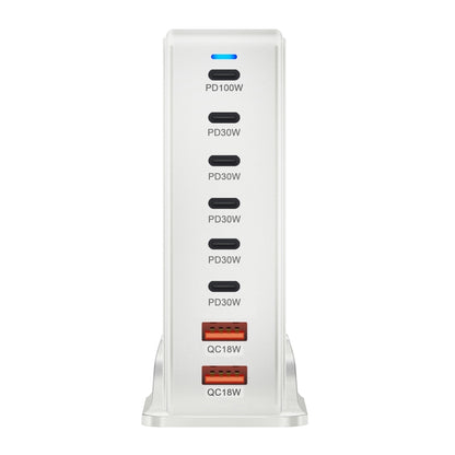 YMX-986 286W 6Type-C, 3USB 8-Ports Desktop Fast Charger, Plug Type:EU Plug(White) - Multifunction Charger by buy2fix | Online Shopping UK | buy2fix