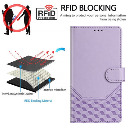 For Motorola Moto G Play 4G 2024 Oversea Honeycomb Embossing RFID Leather Phone Case(Light Purple) - Motorola Cases by buy2fix | Online Shopping UK | buy2fix