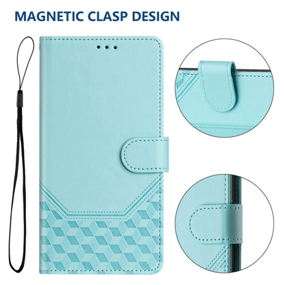 For Motorola Moto G 5G 2024 Oversea Honeycomb Embossing RFID Leather Phone Case(Mint Green) - Motorola Cases by buy2fix | Online Shopping UK | buy2fix