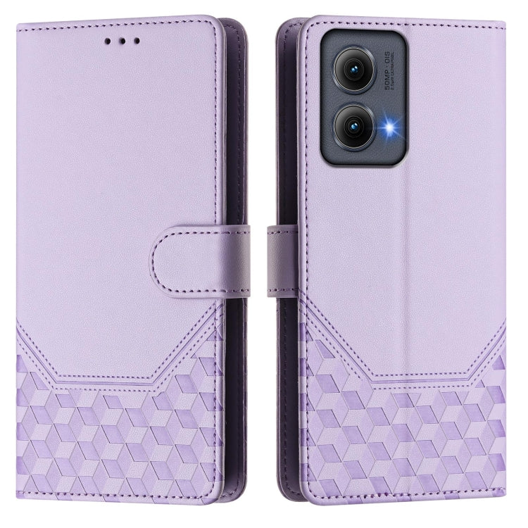 For Motorola Edge 5G 2024 Honeycomb Embossing RFID Leather Phone Case(Light Purple) - Motorola Cases by buy2fix | Online Shopping UK | buy2fix