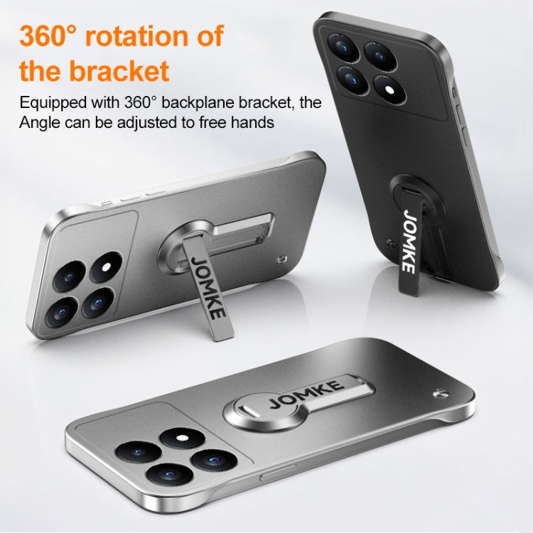 For Redmi K70 Baking Varnish 360 Rotate Holder No Frame PC Phone Case(Silver) - K70 Cases by buy2fix | Online Shopping UK | buy2fix