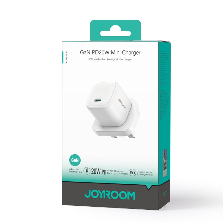 JOYROOM JR-TCG08 GaN PD20W USB-C / Type-C Port Mini Charger, Plug:UK Plug(White) - USB Charger by JOYROOM | Online Shopping UK | buy2fix