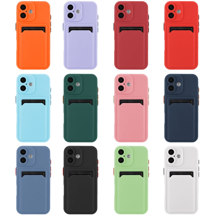 For iPhone 16 Skin Feel Card Contrast Color Button TPU Phone Case(Dark Blue) - iPhone 16 Cases by buy2fix | Online Shopping UK | buy2fix