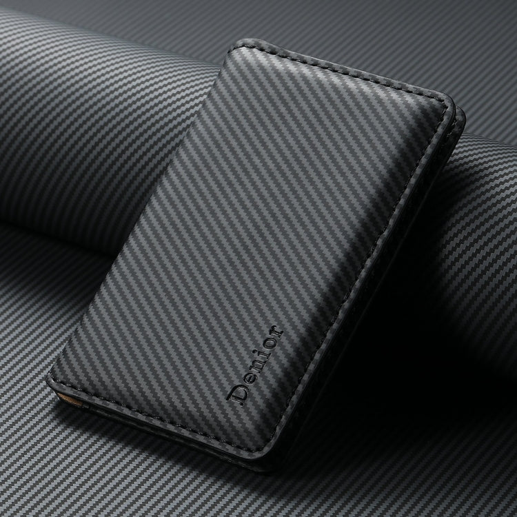 Denior V13 Magsafe Wallet Carbon Fiber Texture Leather Magnetic Card Holder Bag(Black) - Others Accessories by Denior | Online Shopping UK | buy2fix