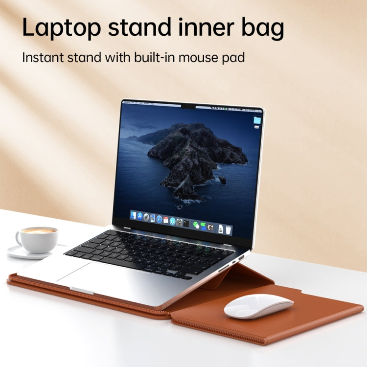 Multifunctional Laptop PU Magnetic Stand Split Liner Bag with Mouse Pad Function, Size:13-14 inch(Dark Green) - 13.3 inch by buy2fix | Online Shopping UK | buy2fix