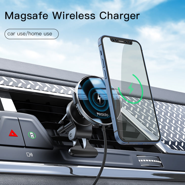 Yesido C131 Detachable 15W Magsafe Magnetic Car Air Outlet Wireless Charger(Black) - Wireless Charger Holders by Yesido | Online Shopping UK | buy2fix