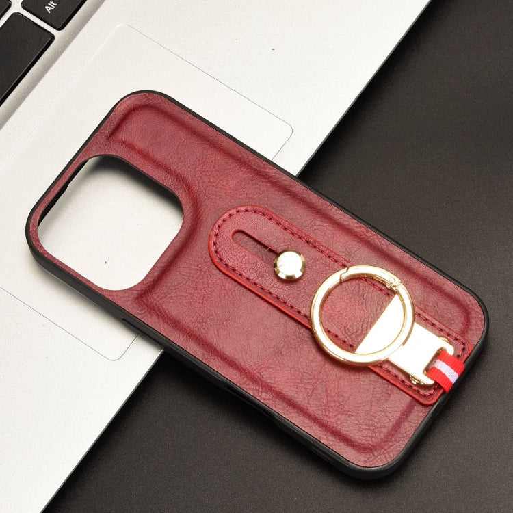 For iPhone 16 Pro Wristband Leather Back Phone Case(Red) - iPhone 16 Pro Cases by buy2fix | Online Shopping UK | buy2fix