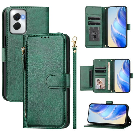 For Motorola Moto G Power 5G 2024 Multi-Card Slots Zipper Wallet Leather Phone Case(Green) - Motorola Cases by buy2fix | Online Shopping UK | buy2fix