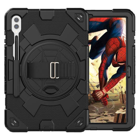 For Samsung Galaxy Tab S10+ / S9+ / S9 FE+ Spider Hand Grip Turntable Stand Tablet Case(Black) - Galaxy Tab S9+ Cases by buy2fix | Online Shopping UK | buy2fix