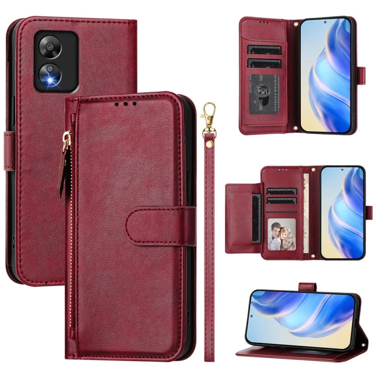 For Boost Mobile Celero 5G+ 2024 / Celero 3+ Multi-Card Slots Zipper Wallet Leather Phone Case(Dark Red) - More Brand by buy2fix | Online Shopping UK | buy2fix