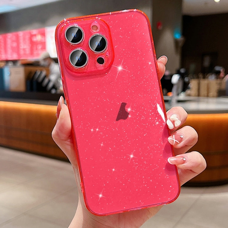 For iPhone 16 Pro Glitter Powder TPU Phone Case(Transparent Red) - iPhone 16 Pro Cases by buy2fix | Online Shopping UK | buy2fix