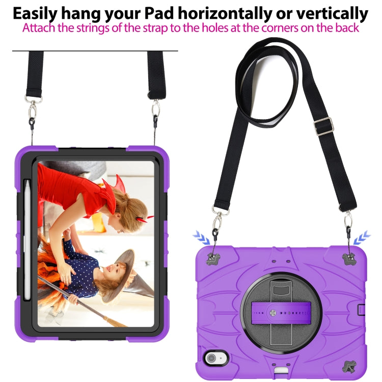 For iPad Air 11 2024 / 10.9 2022 Bat Hand Grip Turntable Stand Tablet Case(Purple Black) - iPad Air 11 2024 Cases by buy2fix | Online Shopping UK | buy2fix