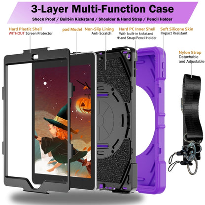 For iPad 9.7 2018 / 2017 / Air 2 Bat Hand Grip Turntable Stand Tablet Case(Purple Black) - iPad 9.7 (2018) & (2017) Cases by buy2fix | Online Shopping UK | buy2fix