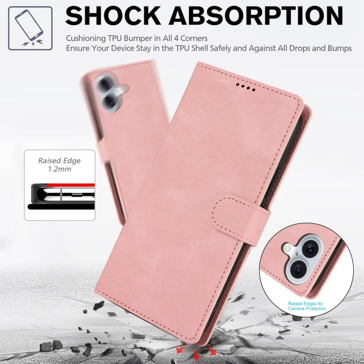 For iPhone 16 Fantasy Skin-feel Calfskin Texture Leather Phone Case(Pink) - iPhone 16 Cases by buy2fix | Online Shopping UK | buy2fix