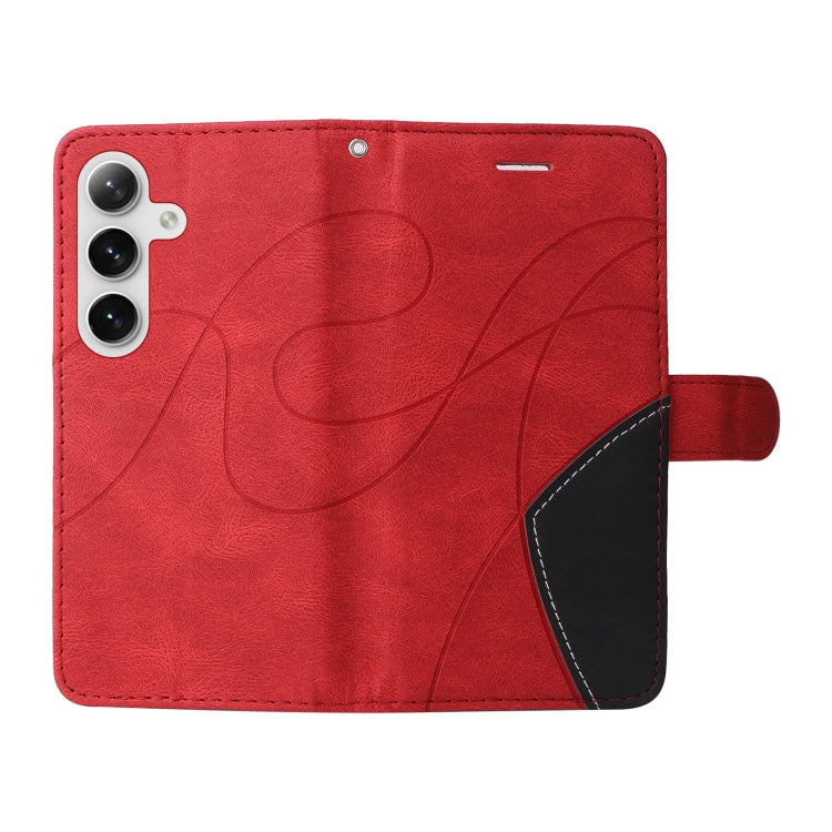 For Samsung Galaxy S25 / S24 5G Dual-color Splicing Flip Leather Phone Case(Red) - Galaxy S25 5G Cases by buy2fix | Online Shopping UK | buy2fix