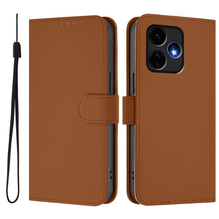 For Boost MobIle Celero 5G+ 2024 / 3+ 5G Skin Feel Solid Color Leather Phone Case with Lanyard(Brown) - More Brand by buy2fix | Online Shopping UK | buy2fix