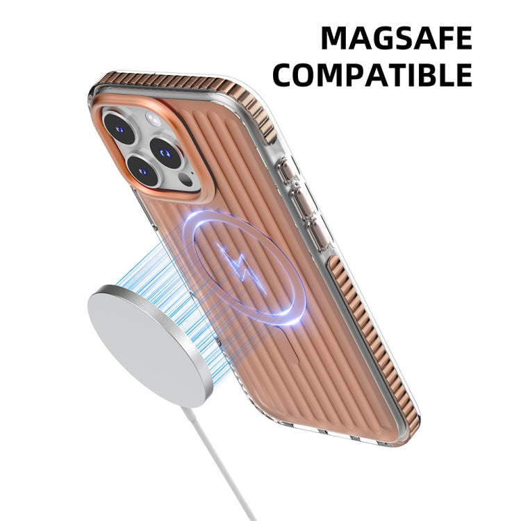 For iPhone 16 Mutural Corrugated Texture Magsafe Magnetic Shockproof Phone Case(Silver) - iPhone 16 Cases by Mutural | Online Shopping UK | buy2fix